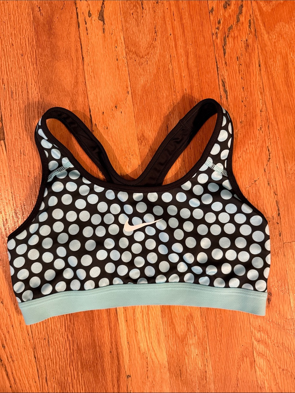 Nike Black & Light Blue Polka Dot Sports Bra